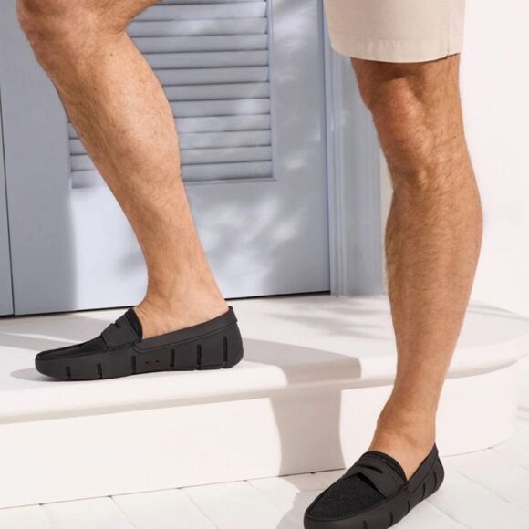 Swims Black Mens Rubber Mesh Boat Loafer Water Beach Pool Shoes Size 11 - Picture 1 of 10